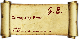 Garaguly Ernő névjegykártya
